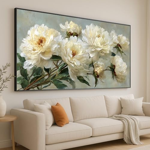 Toile de pivoines blanches XINBAO 80x140 cm impression jet d'encre haute définition pour mur