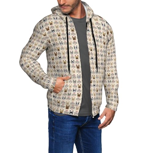 Sweat à capuche imprimé chien français pour homme actif casual