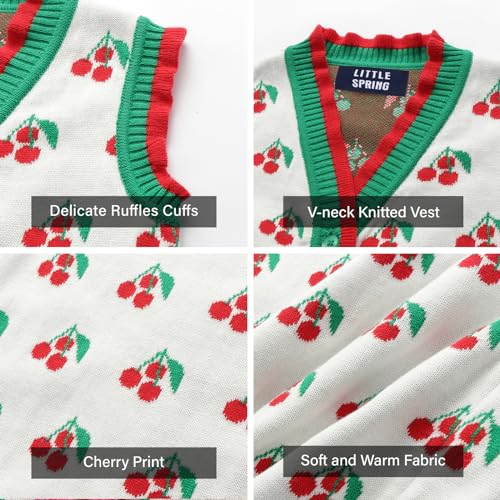 LittleSpring Toddler Baby Girl Knit Sweater Vest V Neck Button Down Soft Sleeveless3