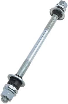 Bicycle Axle 185mm / 7.28" Bicycle Multispeed Front and Rear Hub Axle 3/8" Silver 26 tpi Hub Cone Lock Nut Washer Kit 1 Piece