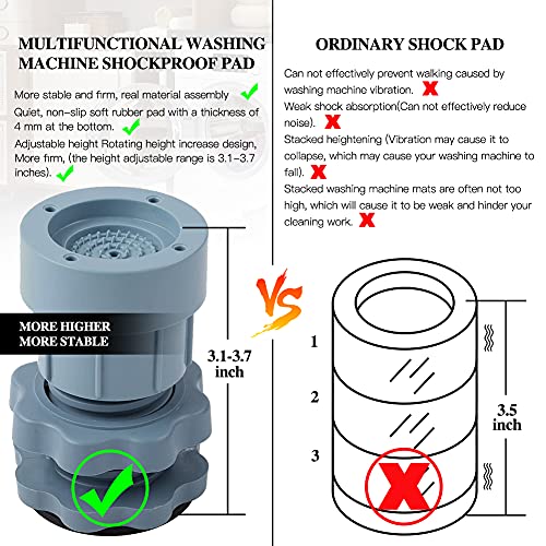 Anti Vibration Pads for Washing Machines,4pc Washer Dryer Pedestals Rubber Feet Pad,Washer Pedestal Sound Absorbing Mat,Washer Dryer Foot Pads,Washing Machine Stand Rubber Pads Fit All home appliances - Thumbnail 2