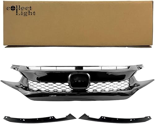 Miniatura 7 de Parrilla de malla de capó delantero para Honda Civic FK8 Tipo R 2016-2018 estilo negro brillante parrilla de parachoques delantero