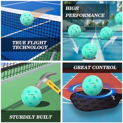 Miniatura 4 de Pelotas de pickleball para interiores, resistentes a las grietas, 26 agujeros, paquete de 6, paquete de 12 unidades, fabricadas según los estándares