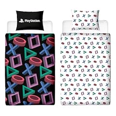PlayStation - Set copripiumino singolo ufficiale, design astratto, reversibile, 2 lati, prodotto ufficiale, con federa coordinata, trapunta per letto singolo