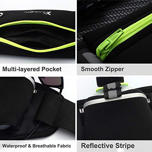 Ajcoflt Bolsa de cintura Cinto de corrida com garrafas de água Bolsa de telefone à prova d'água par