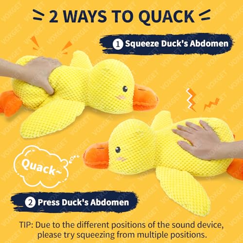 VOXGET Dog Calming Duck Toy, 2026 New Interactive Plush Duck Toy with Quack Sound and Crazy Crinkle for Dogs Keep Busy, Soft Stuffed Calming Pillow for Puppy Reduce Boredom -Yellow, 17"x10"(L) — view 2