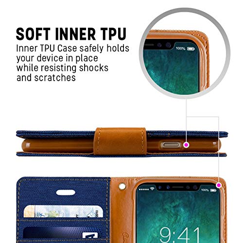 Image of ClickCase Canvas Series for Samsung Galaxy S24 FE 5G Cloth & Pu Leather Wallet Flip Case Kick Stand Magnetic Closure Flip Cover for Samsung Galaxy S24 FE 5G (Blue)