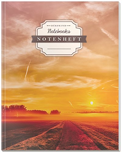 DÉKOKIND Notenheft | DIN A4, 64 Seiten, 12 Notensysteme pro Seite, Inhaltsverzeichnis, Vintage Softcover | Dickes Notenbuch | Motiv: Sunset