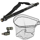 おり釣具 カーボン玉の柄 ラーカルシャフト ランディングネット(タモ網)セット 3.5ｍ／4ｍ／4.5ｍ／5ｍ／5.5ｍ／6ｍ ネットサイズ L 強化フレーム ラバーネット (ガンメタ, 5ｍ)