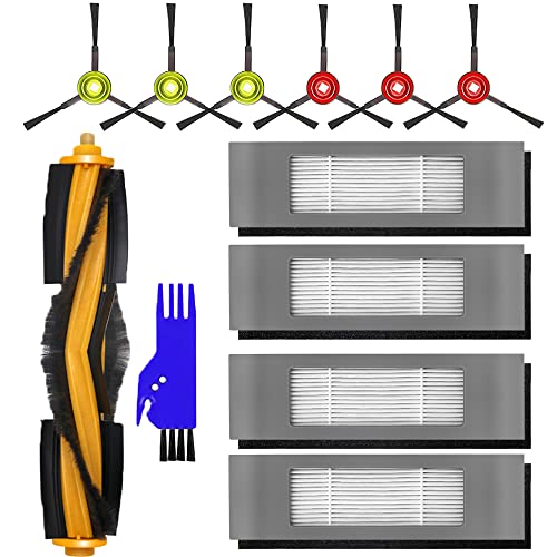 KGC Accessori Kit di Ricambi per Yeedi 2 Hybrid Ecovacs Deebot OZMO 950 920 N8 N8 Pro+ T8 T8+ T8 Aivi T8 Max T9 T9+ Robot Aspirapolvere, Include 1 Spazzola Principale +4 Filtri +6 Spazzole Laterali