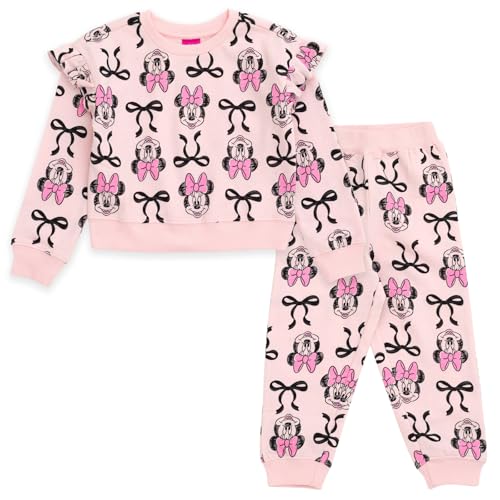 Disney Minnie Mouse Fleece Sweatshirt and Pants Outfit Set Newborn to Big Kid Sizes (Newborn - 14-16)