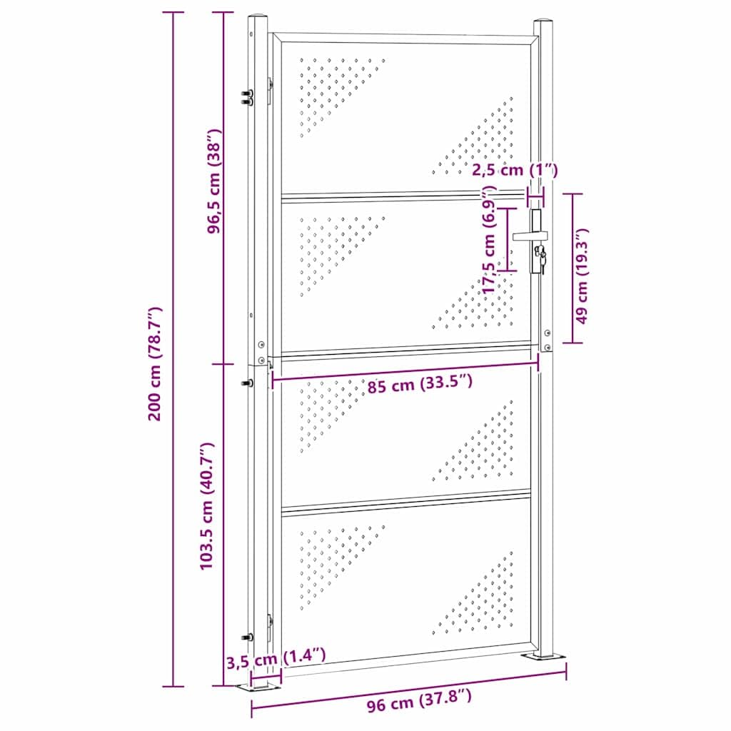 vidaXL Puerta de jardín Plateado 96 x 200 cm Acero Inoxidable, Jardín y terraza, Rectangular, diseño Moderno, Innovador, Espacio Exterior, características Elegantes, atmósfera Fresca, Serenidad