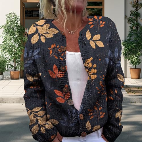 Womens Cardigan Sweater Chunky Plus Size Botton Lightweight Casual Long Sleeve Sweater Winter Fall Tops2