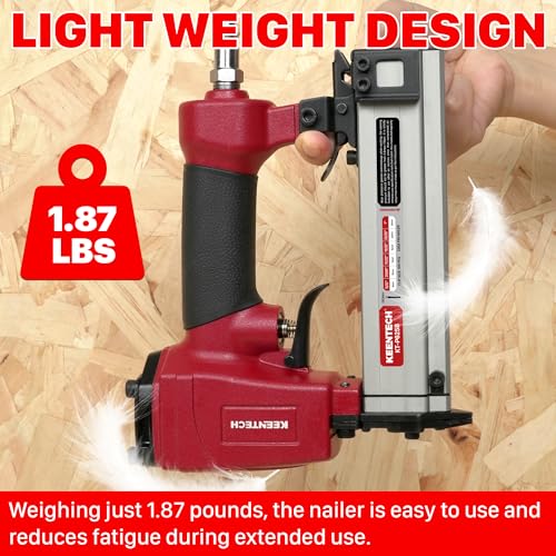 Image of KEENTECH Pneumatic Pin Nailer 23 Gauge, Pin Nail Gun with 2160pcs 5 /32 inch to 1 inch Pin Nails, Headless Air Micro Pinner with Exceptionally Low Jam Rate for Cabinets, Interior Decoration, Windows, Crafts
