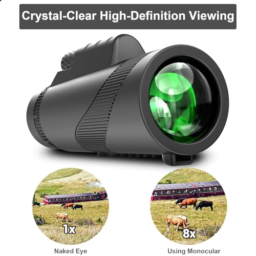 AMITHER 8x42 High Powered Monocular Telescope for Adults - High Definition Optics, Compact and Portable, Single-Hand Focus, Wide Field of View for Bird Watching, Hiking, Sports & Concerts