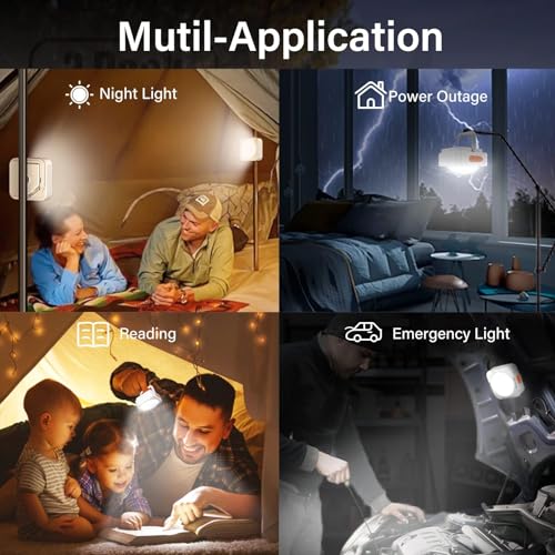 Rechargeable Camping Lights FLY2SKY 2Pcs White Tent Lights Mini Flashlight Portable LED Camping Lantern Survival Gear Camping Accessories for Hiking Backpacking Fishing Hurricane Emergency Outage - Image 4