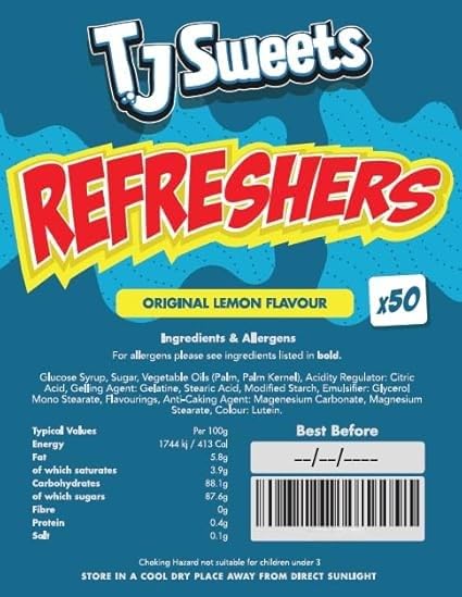 50 Mini Refreshers Chews - Retro Classic Sweets Pick and Mix For Parties, Gifts And Sharing by TJ Sweet Shop.