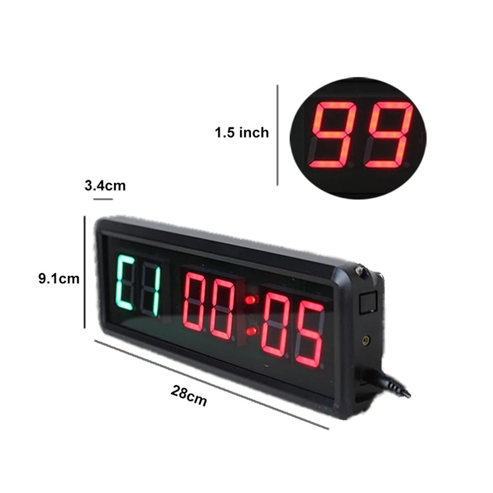 Minuteur de fitness LED avec télécommande, affichage 6 chiffres vert et rouge de 1,5 pouce, chronomètre à compte à rebours par intervalles Modes multiples(Purple)