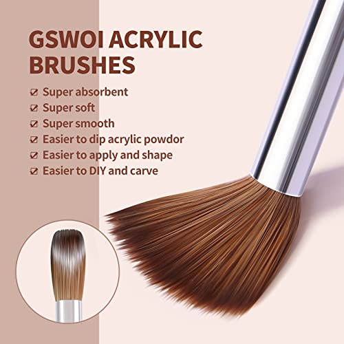 100% Kolinsky Acrylic Nail Brush,Gswoi Acrylic Brushes For Nails 𝐒𝐢𝐳𝐞 𝟖 Wood Handle Application Extension,Nail Tools For Professional Manicure Salon Diy At Home(#8) #TOP3