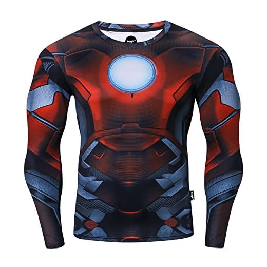 Nessfit Sudadera térmica de compresión para hombre, diseño de superhéroe, capa base, gimnasio, manga larga, para correr, Superhero 4, S