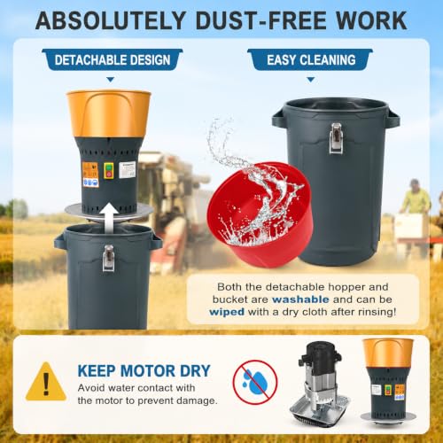Image of 15.8 Gallon Electric Corn Grinder Mill for Chicken Feed, Grain Mill Grinder with 7 Sieves, Heavy Duty Feed Grinder for Corn, Wheat, Rice, Soybeans, Livestock Feed, Farm & Homestead Use-Yellow