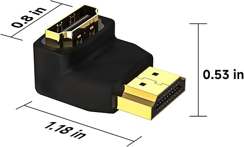 Miniatura 3 de VCE Adaptador HDMI de 90 y 270 grados, paquete de 2 unidades, conector adaptador HDMI macho a hembra en ángulo recto compatible con 3D y 4K