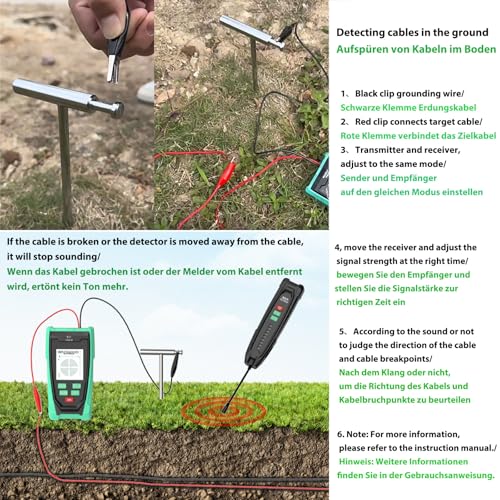 ZALASUNG Professional Untergrundkabel Tester Locator Draht Tracker Detektor- Cable Tracker Kabelbruch Suchgerät Mähroboter-Testen Sie Kurzschlussunterbrecher von Wand- und Untertagekabeln