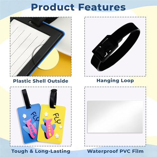 Image of Kraptick Luggage Tags for Travel - Strong & Stylish Bag Identification Tags for Suitcase Lightweight Name Tag for Bags Travel ID Labels for Suitcase, Backpack & School Bags (Pack of 2) (Blue,Yellow)