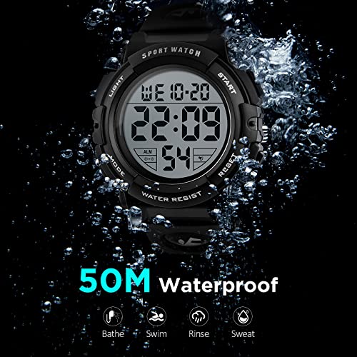Uhren Herren,5ATM Wasserdicht Armbanduhr mit LED Nachtlicht und Multifunktion,Herren Uhr Stossfestes ABS+PU Gehäuse,Multifunktionsuhr für Herren zum täglichen Gebrauch – Bild 4