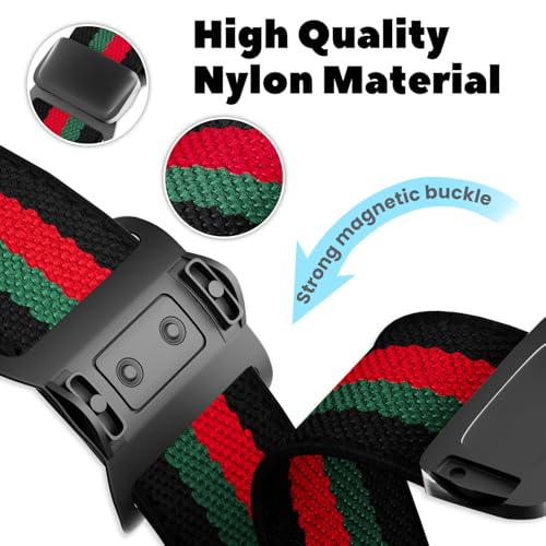 Image of Stretchy Magnetic Buckle Strap Compatible for Apple Watch Band 38mm 40mm 41mm 42mm 44mm 45mm 46mm 49mm Women Men,Nylon Elastic Wristbands for iWatch Series 10 9 8 7 6 SE 5 4 3 2 Ultra Ultra 2