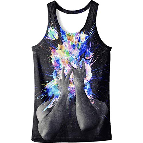KKVK Herren Tank Top Muskeltraining, farbiges Gesicht, 3D-gedruckten Bodybuilding Fitness Kleidung Weste Komfort Tank Top, Sleeveless T-Shirt Fitness athletischer Sport Tank Top