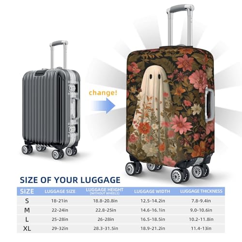 Retro White Ghost Colorful Flowers Elastic Travel Luggage Covers Dustproof Scratch-Resistant Suitcase Protector Fit 22-24 Inch4