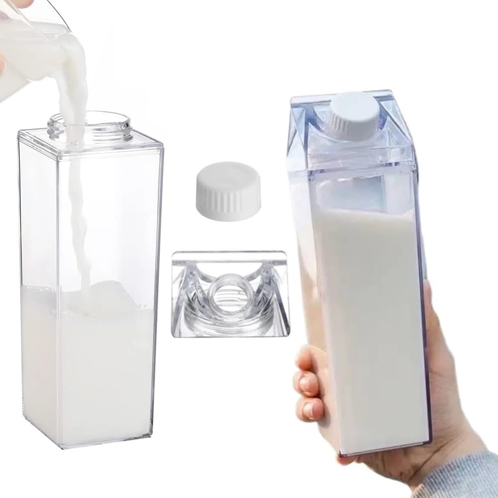 Milk Carton Water Bottles 17oz 500ml Leak Proof Plastic Water Bottle Reusable BPA Free Sports Water Bottle Carton