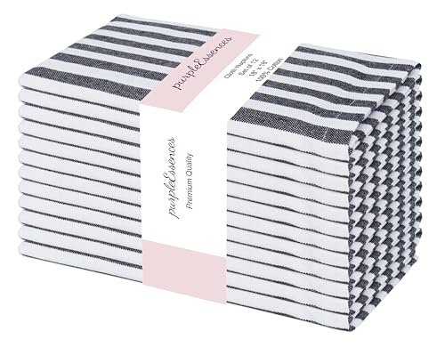 PurpleEssences Plain Striped Cloth Napkins - Set...