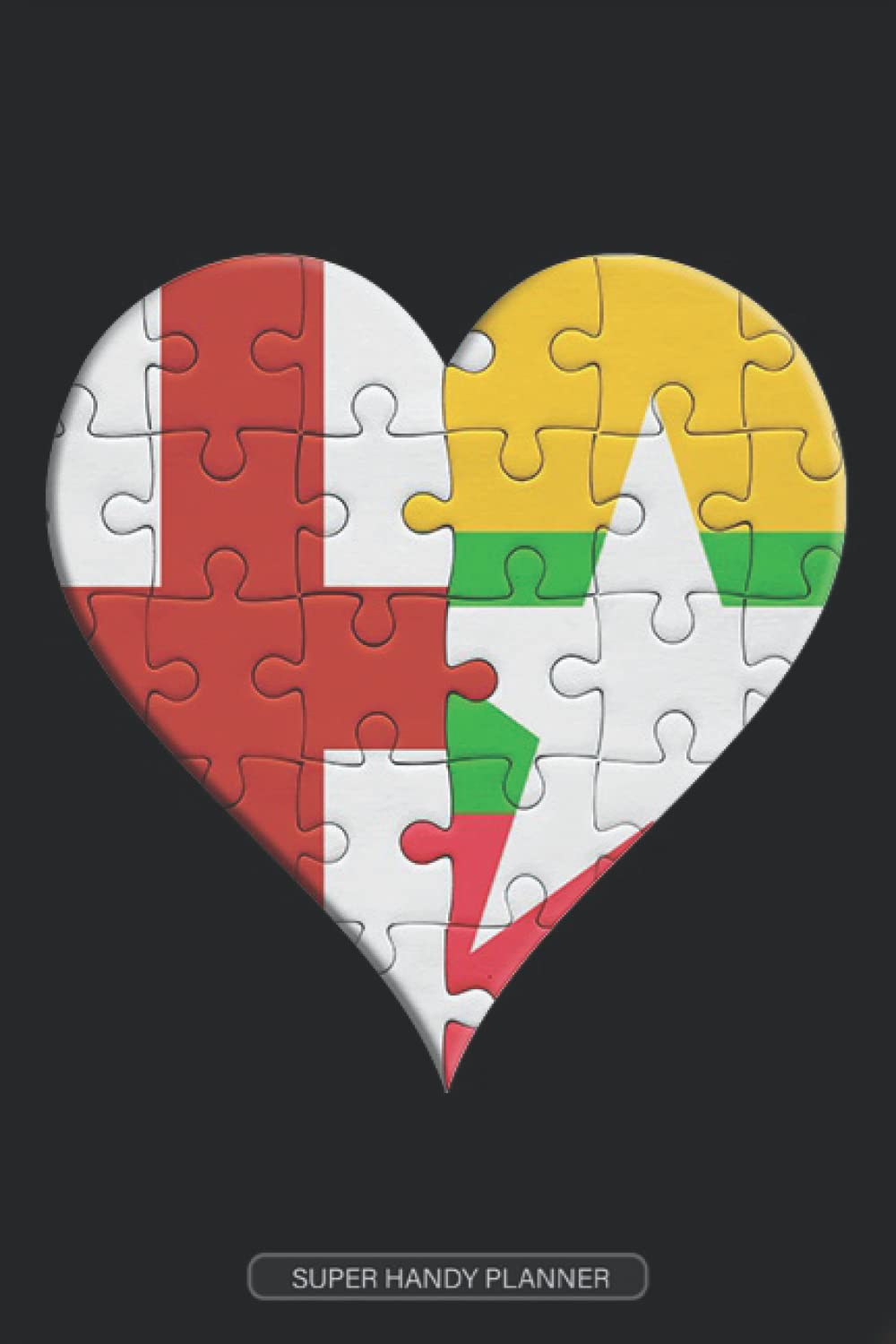 Planner: English Burmese Flag United Heart Jigsaw Puzzle Flags Of England Myanmar