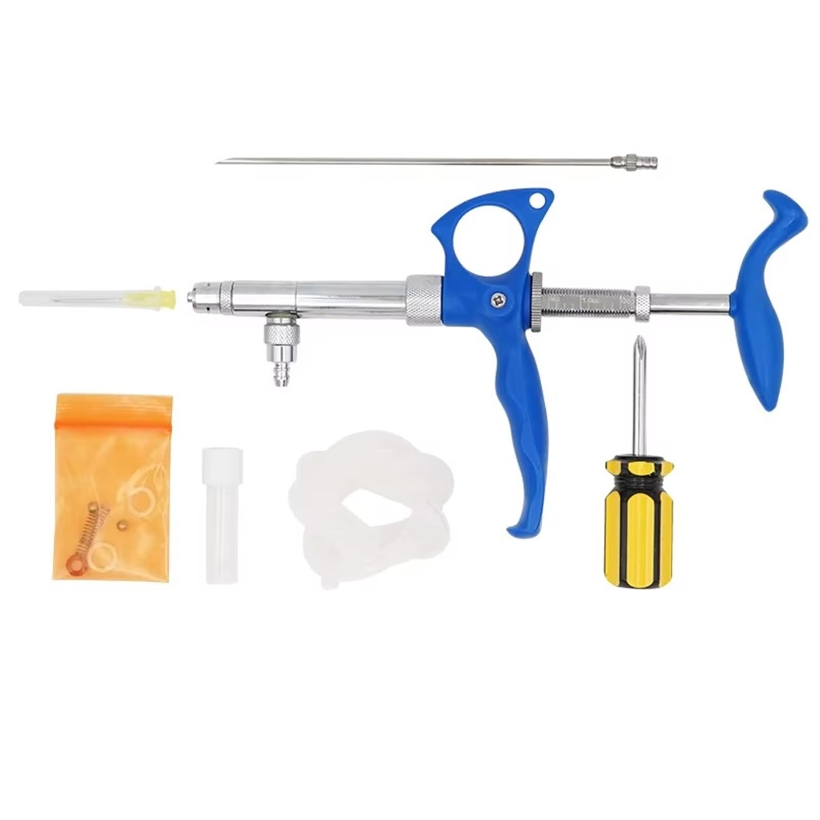 0.75ml/1ml/2ml Siringa per Vaccino Continuo Veterinario per Iniezione Quantitativa in Metallo Strumenti per Bestiame Dispositivo Veterinario per Somministrazione(2ml)