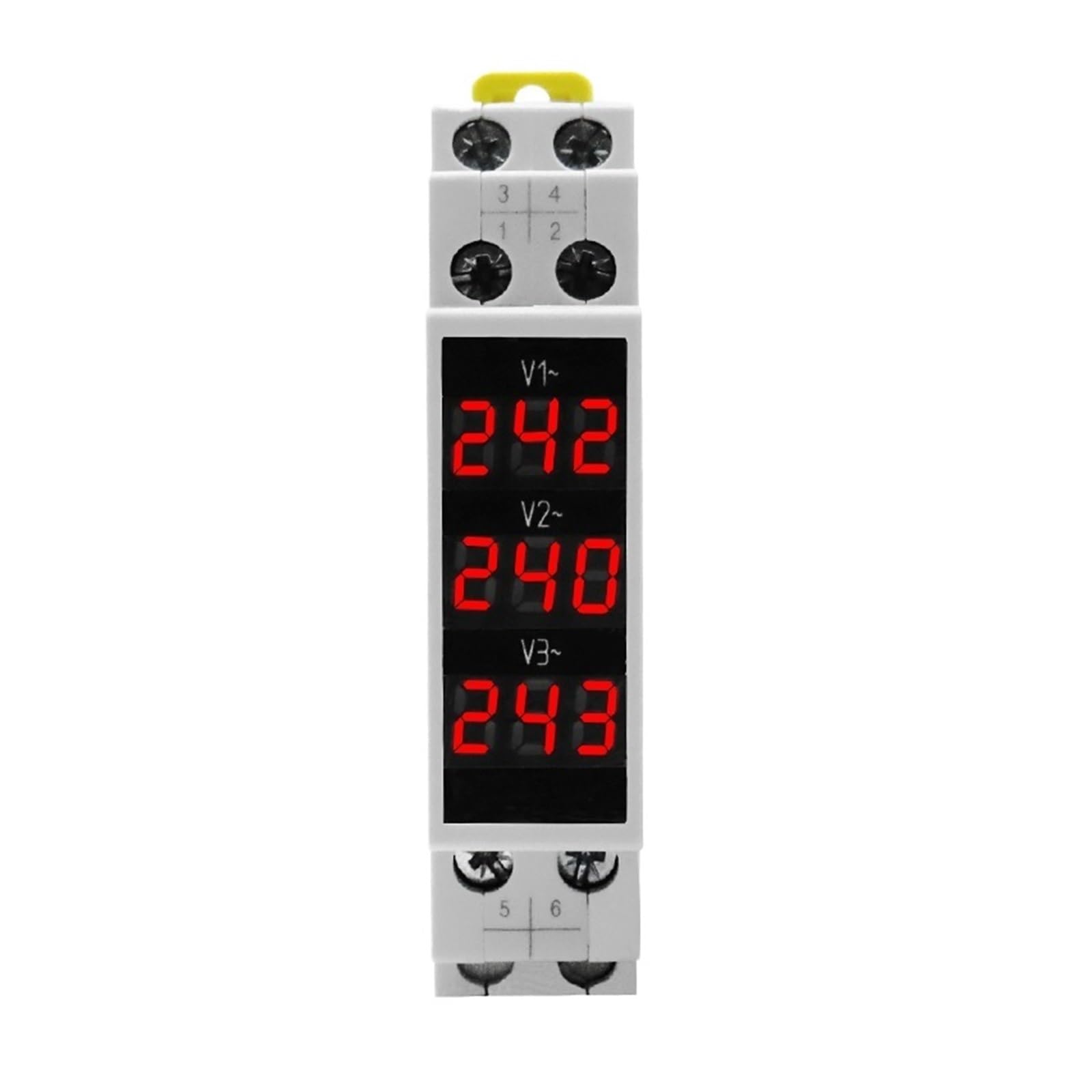 Woltomierz trójfazowy LED, mini wyświetlacz cyfrowy, woltomierz modułowy 80-500VAC Din Rail V1 V2 V3