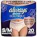 Always Discreet Boutique Incontinence & Postpartum Underwear for Women, Peach, Small/Medium, 20 Count, Maximum Protection, Disposable (20 Count)