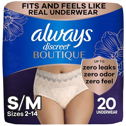 Image of Always Discreet Boutique Incontinence and Postpartum Underwear for Women, Maximum Protection, Small/Medium, Rosy, 20 Count