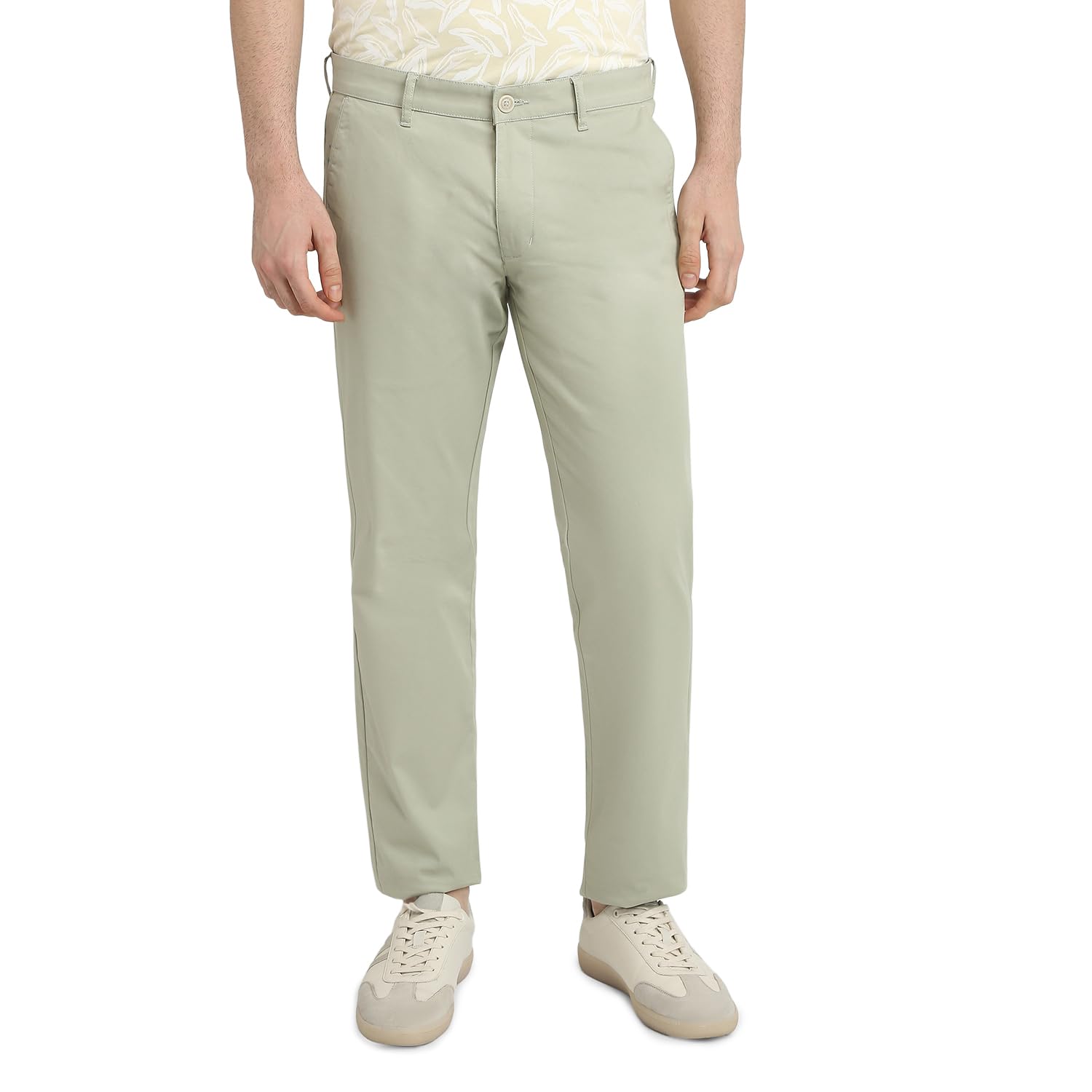 parx Men Slim Tapered Fit Solid Pattern Cotton Blend Flat Front Casual Trouser-picture-44