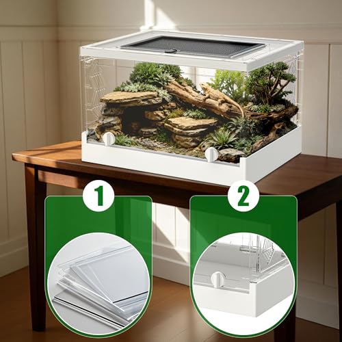 Image of Folding Reptile Travel Terrarium Tank 17 inch x 12 inch x 10 inch | 9 Gallon Portable Transport or Quarantine Enclosure Habitat for Geckos, Lizards, Snakes, Turtles, Spiders