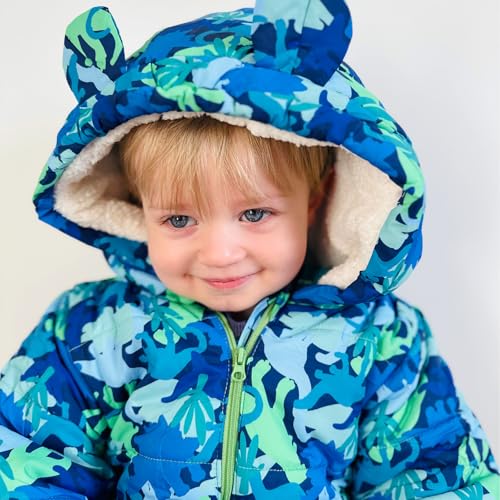 JiAmy Baby Boy Snowsuit Toddler Boy Winter Clothes Coat 6-9M Dino - image 4