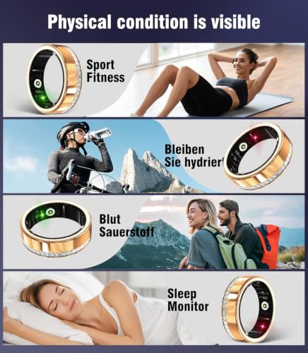 Image of 10 Gen Diamond Smart Ring and Wireless Charging Case【Industry Ranking No.1 - 0 Measurement Error】 2026 Smart Ring for Women & Men for Sleep Tracking Wearable Device,Fitness Ring Gold 10#