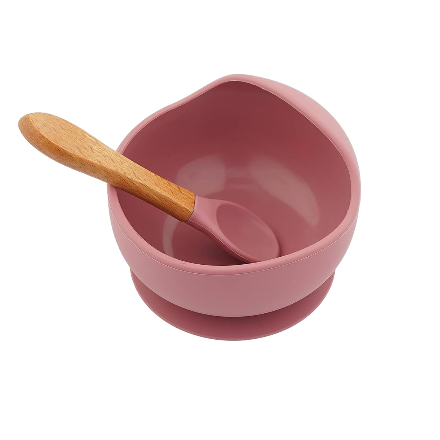 NOWFLY 2 Piece Microwave Friendly Silicone Baby Feeding Set - Bowl - Spoon - Make Mealtime Fun and Easy for Your Little One - Portable and Diaper Bag Friendly - Baby Feeding Product (Pink)