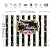 Allenjoy 7x5ft Geometric Black and White Stripes Theme Happy Fabulous Birthday Photography backdrops Golden dots Rose Flower Floral Party Decoration for Photography Photo Studio Props