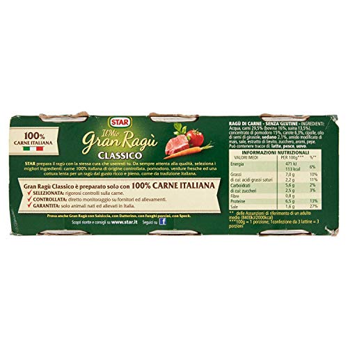 Star Gran Ragù di Carne Classico, 3 X 100g, 300