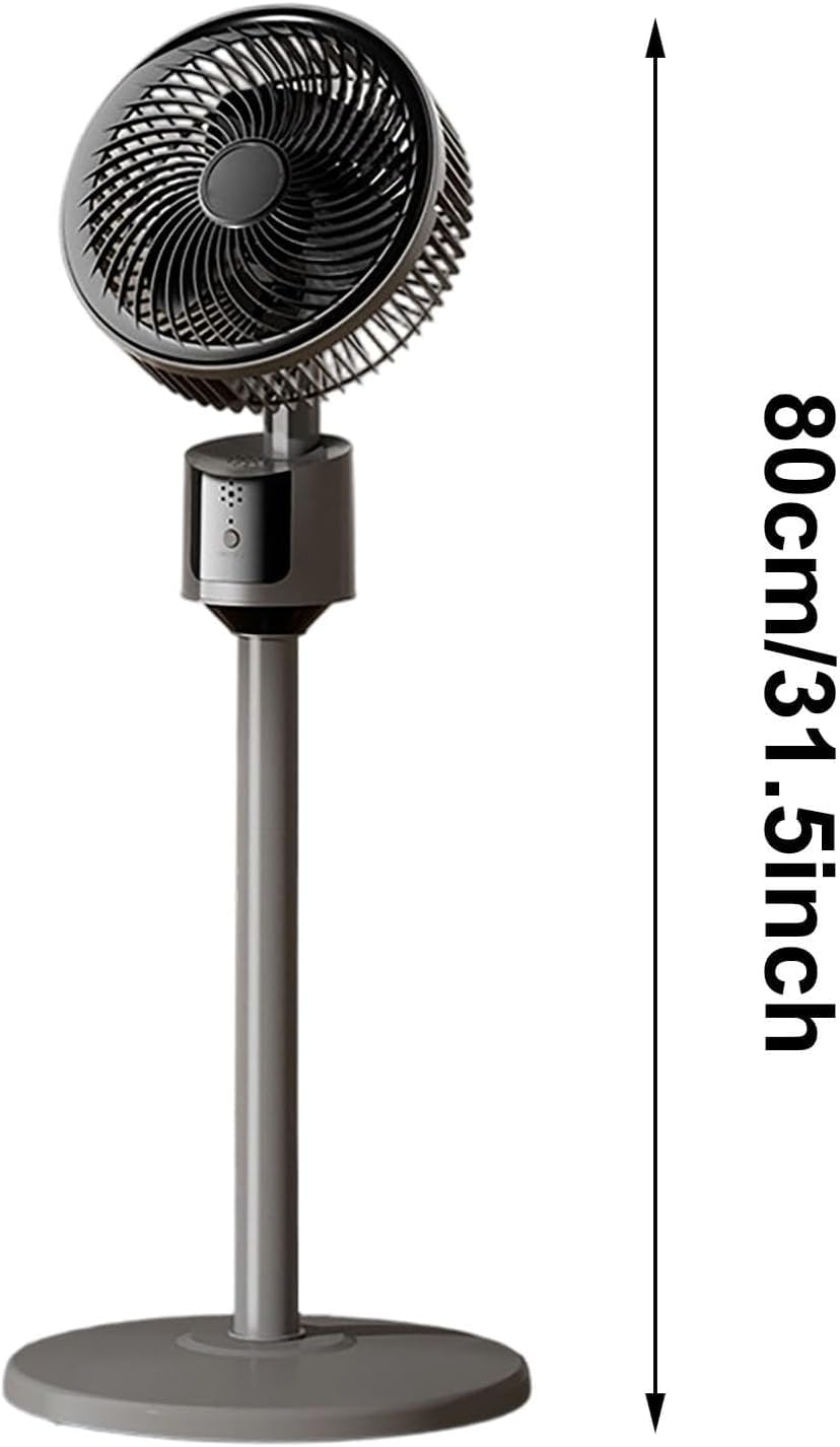 Ventilatore a piantana per camera da letto, 3 velocità, circolatore d'aria USB, con oscillazione a 90° e altezza regolabile, silenzioso, per casa, ufficio, dormitorio, soggiorno, studio (grigio)