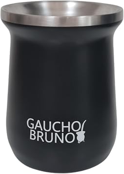 Gaucho Bruno - Stainless Steel Industrial Mate for Drinking Yerba Mate | Easy to Clean | Comfortable to Hold | Keeps Warm for Longer, Black