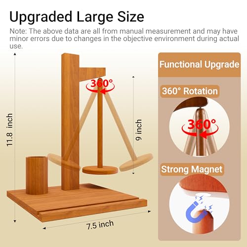 Image of Wooden Yarn Holder with Phone Stand for Crocheting and Knitting,Spindle and Yarn Holder Spinner for Easy Spinning Crochet Holder and Organizer Ideal Gift for Craft Lovers