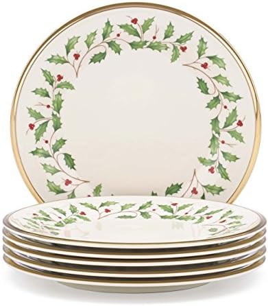 Lenox 835218 Holiday Salad Plate Set, Buy 3 Get 6,Red & Green
